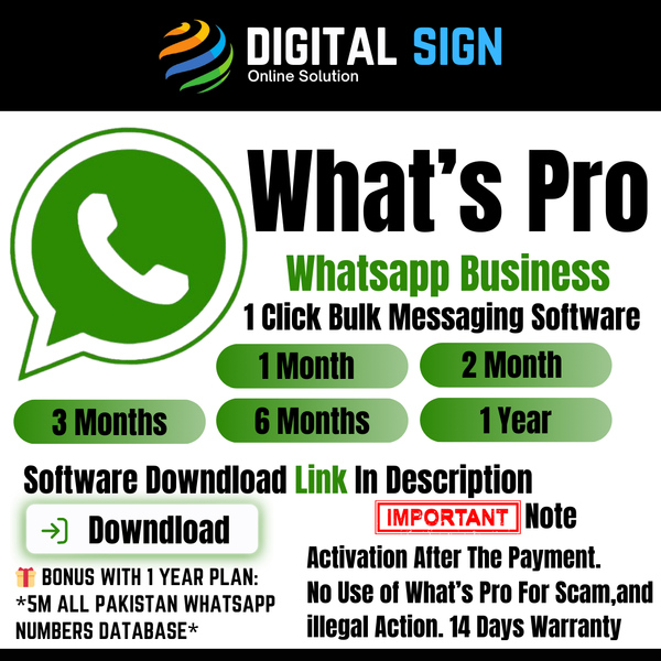 What's Pro | 1 Click Bulk Messaging Software | Powered By Digital Sign