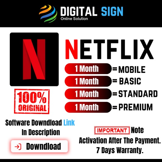 Premium Netflix Entertainment TV Online Series Monthly Subscription